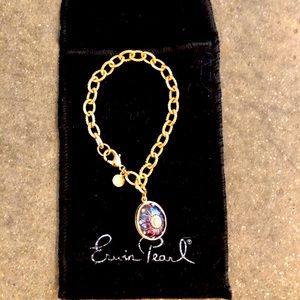 Erwin Pearl Goldtone Egg Charm bracelet